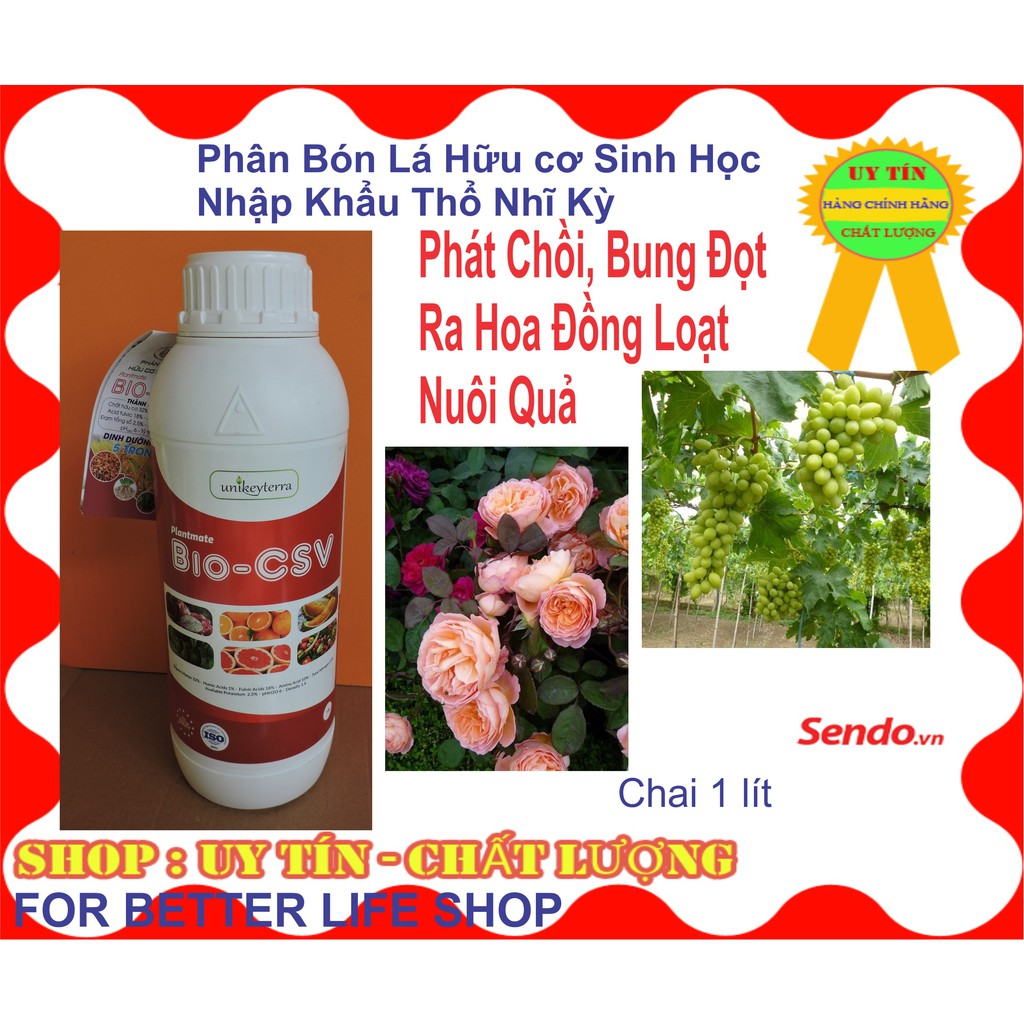 Phân Bón Hữu Cơ Sinh Học BIO CSV Nhập Khẩu Thổ Nhĩ Kỳ Giúp Cây Bung Chồi, Phát đọt, Nuôi trái Chai 1 Lít