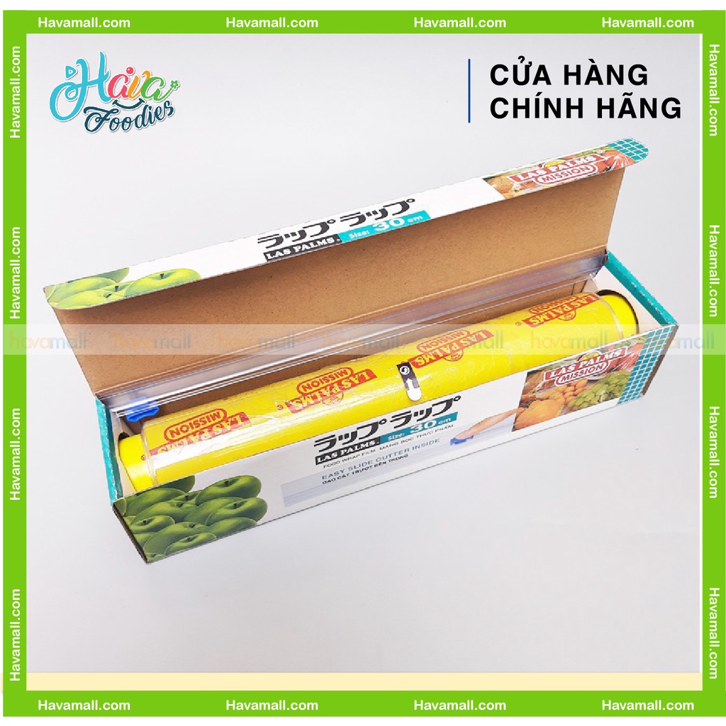 [HÀNG CHÍNH HÃNG] Màng Bọc Thực Phẩm PVC Tự Phân Hủy Sinh Học 100m x 30cm Las Palms Có Dao Cắt