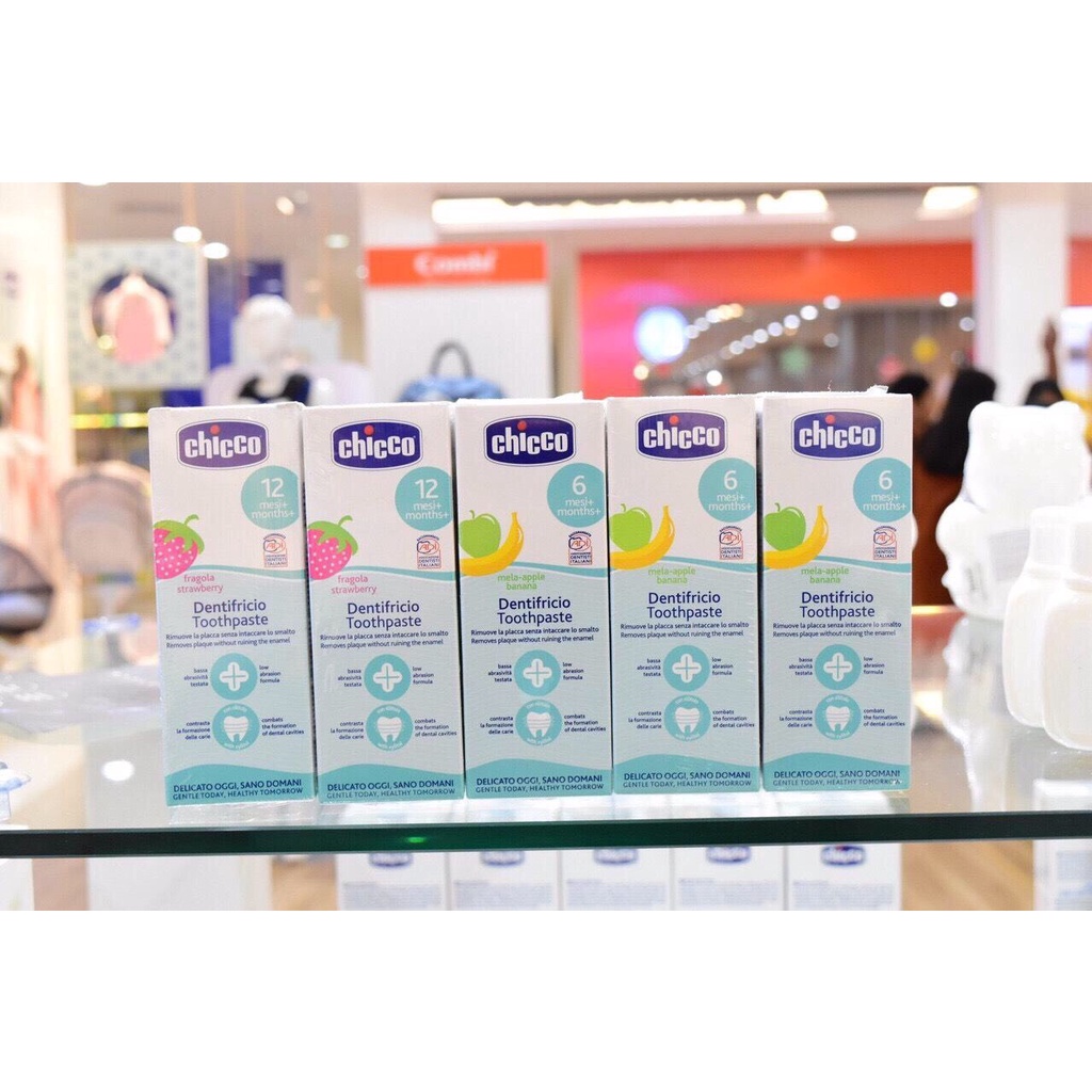 Combo 2 Kem đánh răng Chicco hương Dâu 12M+ 50ml