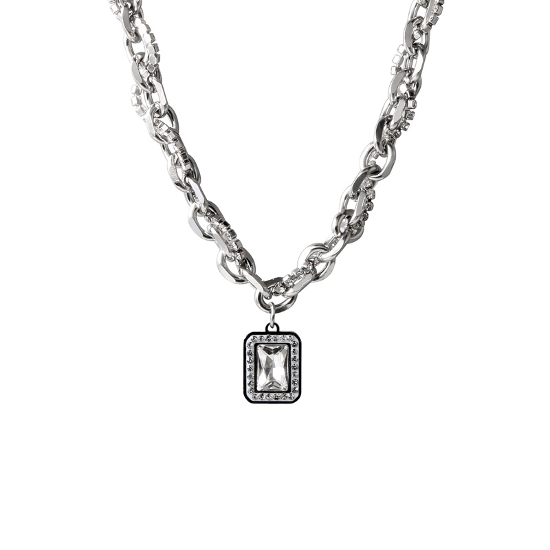 Vòng cổ Hai Lớp Đính Hạt Kim Cương Phong Cách Đường Phố