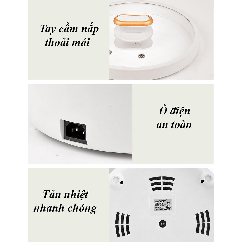 Nồi Lẩu Điện Đa Năng Chống Dính Công Suất 1000W Dung Tích 3 Lít - Nồi Điện Đa Năng - TB71