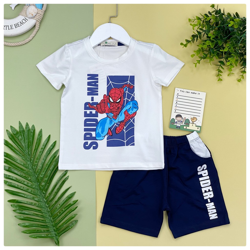 Bộ cotton Spiderman ngắn tay cho bé trai từ 2 - 8 tuổi ️⚾️⚾