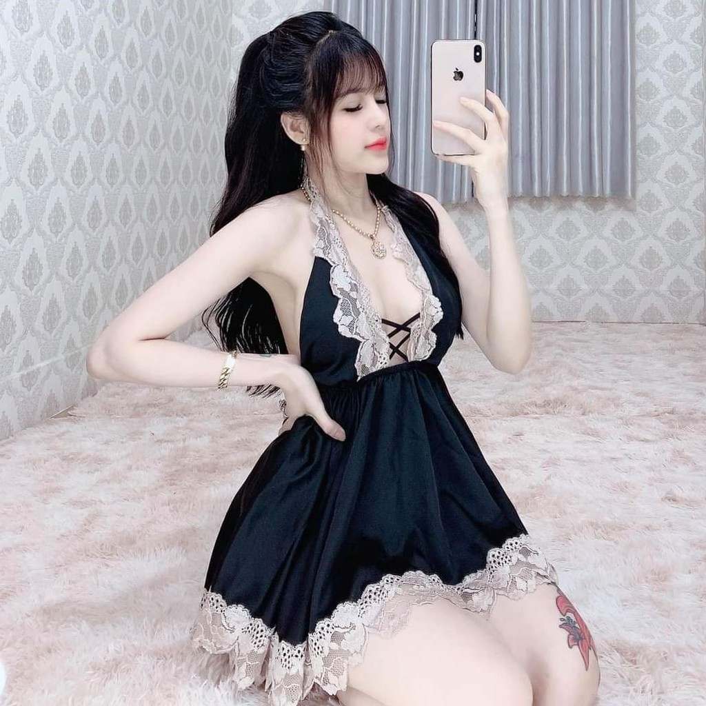 Váy ngủ sexy ❣️FREE SHIP❣️ Đầm ngủ sexy cột dây 1 Vải Satin <60kg | BigBuy360 - bigbuy360.vn