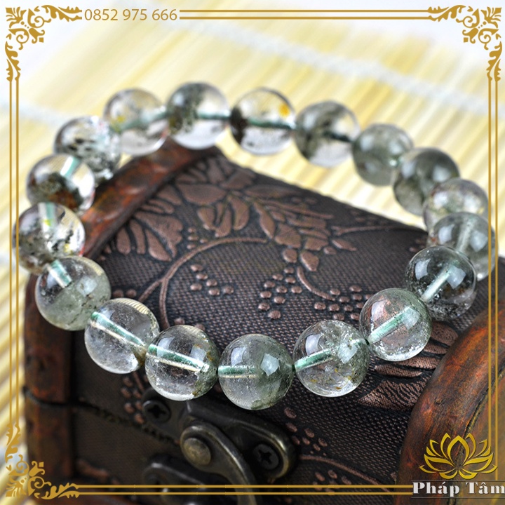 Vòng Tay Đá Ưu.Linh Trắng Cát Xanh Cao Cấp Vân Hạt Cát Tự Nhiên  - Tâm Phong Thủy