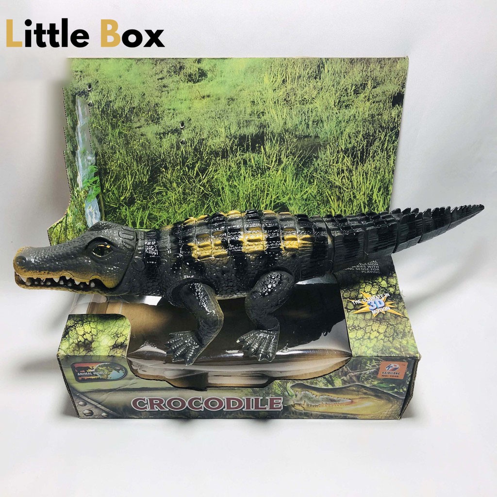 Đồ Chơi Cá Sấu CROCODILE Chạy Pin - Mô Hình Có Phát Nhạc Giống Thật Loại To Cho Bé ( loại lớn 50 x 17 x 9cm)