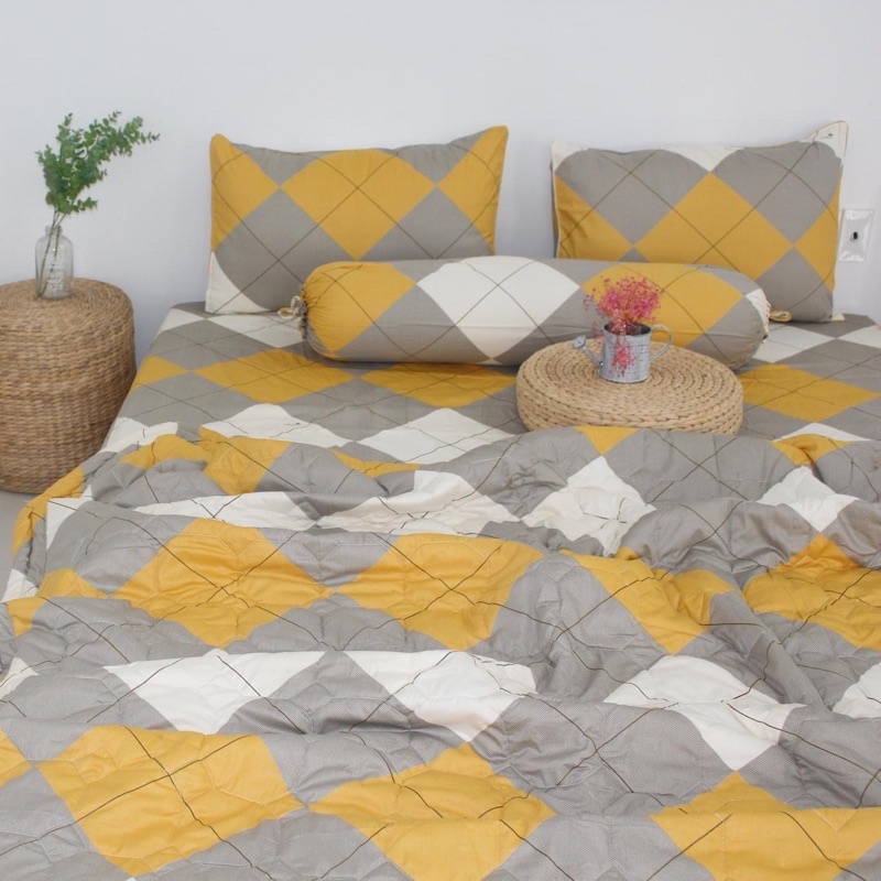 Bộ drap + mền  cotton 100% , ga trải giường cao cấp chuẩn LOGO CTY 5 món