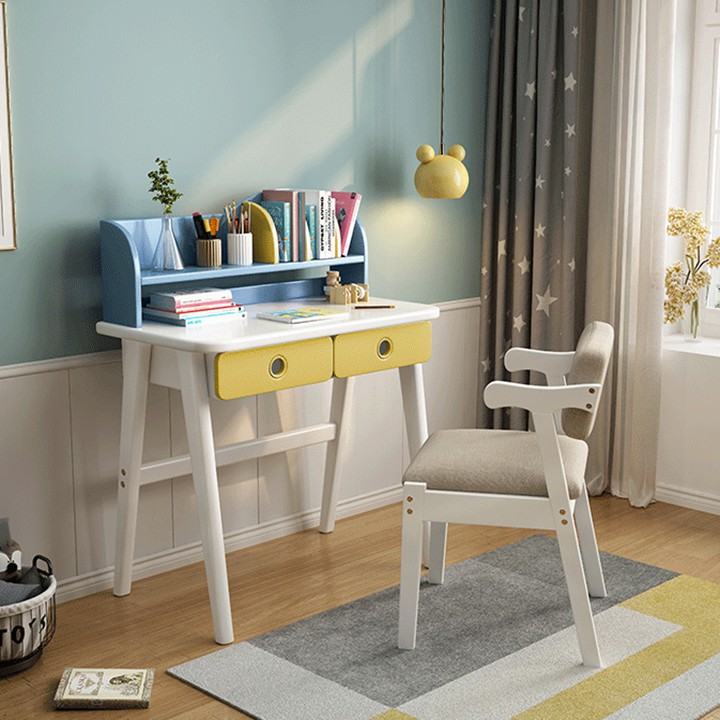 Bộ bàn ghế học sinh 70cm có ngăn kéo cho học sinh tiểu học, Bàn học sinh có ngăn kéo kết hợp giá sách
