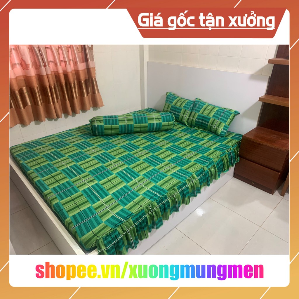 Trọn bộ ga gối thun 3D Hàn quốc (1 Ga Rèm + 2 Vỏ Gối Nằm + 1 Vỏ Gối Ôm) Mã 05