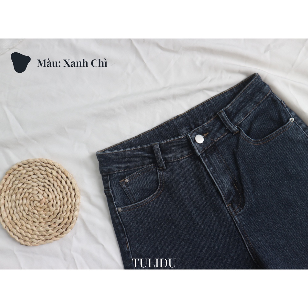 Quần Jean Ống Rộng Nữ Suông Cạp Cao Co Giãn Cắt Gấu Tulidu Quần Bò Nữ Lưng Cao ẢNH THẬT 63.04