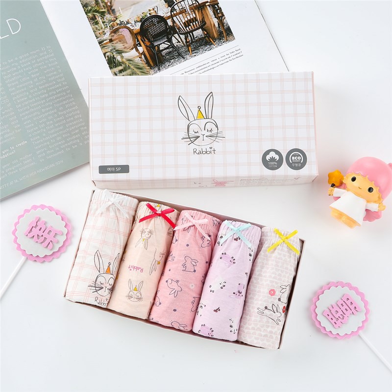 Set hộp 5 quần chip tam giác, quần lót trẻ em cotton cao cấp mềm mịn thoáng mát dành cho bé gái QL10