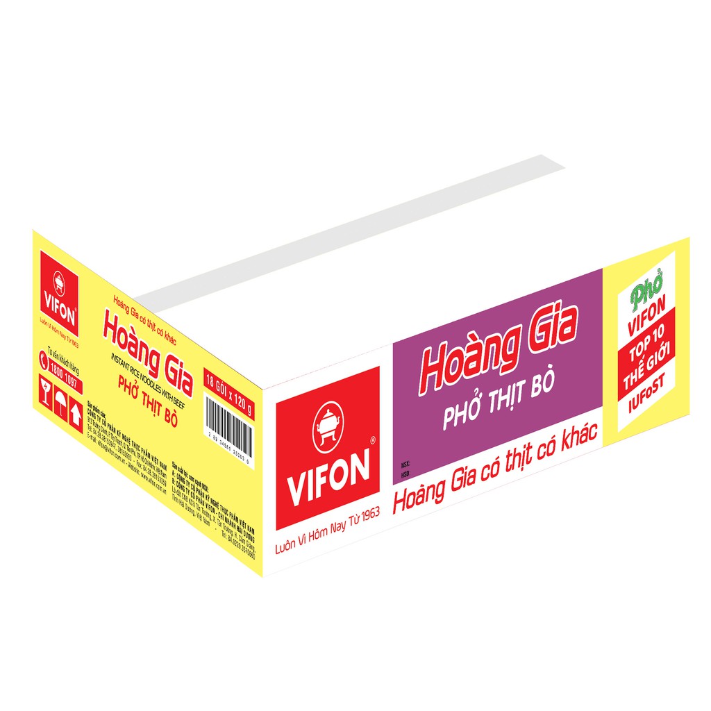 [UY TÍN] Thùng 18 Gói Phở Bò Hoàng Gia VIFON Có Gói Thịt Kèm Theo (120g/Gói) [CHÍNH HÃNG]