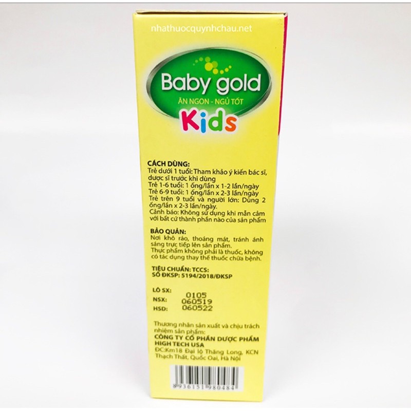 Baby gold kids giúp bé ăn ngon, bé kén ăn chậm lớn, tiêu hoá khoẻ trẻ ăn ngon