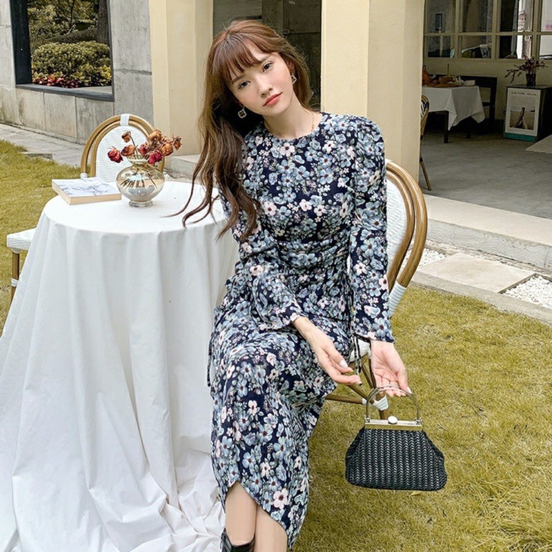 VÁY MAXI HOA XANH DÀI TAY TIỂU THƯ | BigBuy360 - bigbuy360.vn