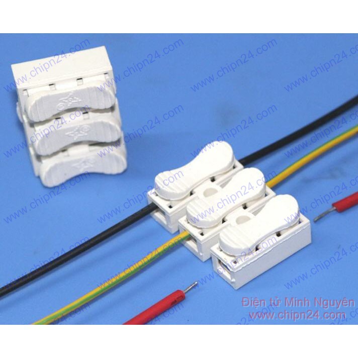 [3 CÁI] (H103) Đầu nối dây điện 3 chấu màu trắng CH-3
