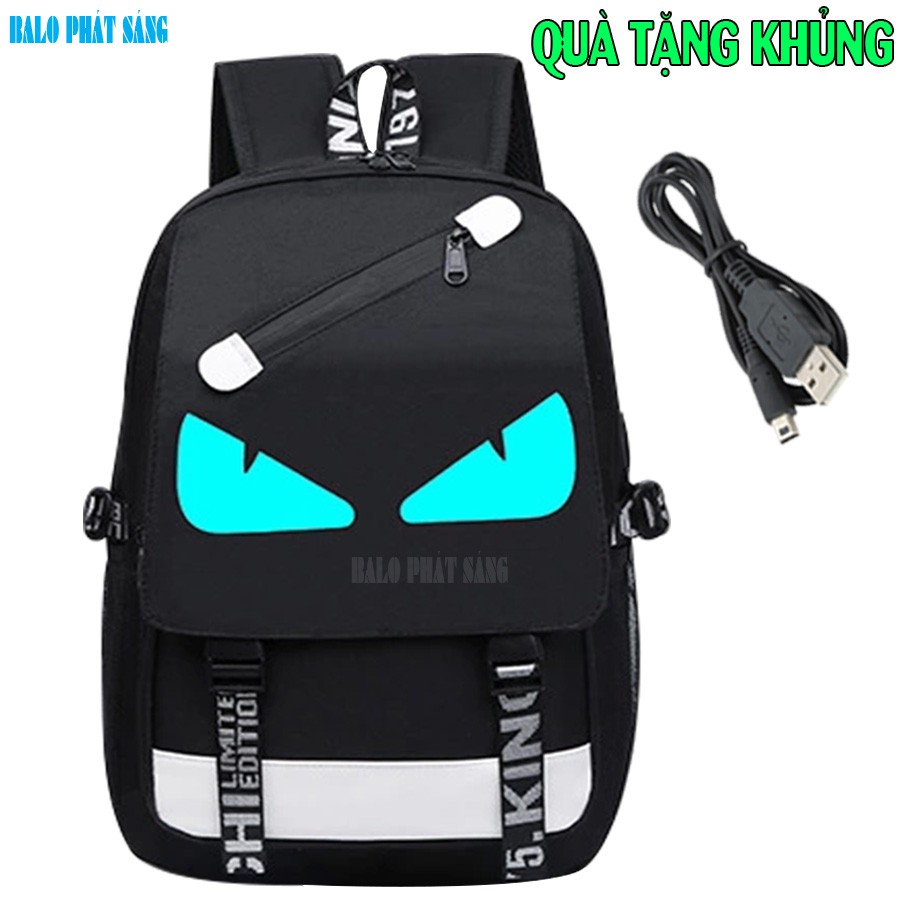 Balo nam nữ đi học thời trang phát sáng cao cấp hình Mắt cá tính - TẶNG cáp sạc USB - Cặp đi học HOT nhất 2021