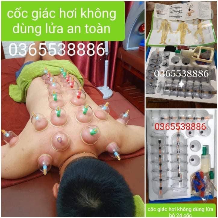 Bộ Cốc Giác Hơi Không Dùng Lửa 24 Cốc, Dụng Cụ Cạo Gió Giác Hơi Chân Không 24 Cốc