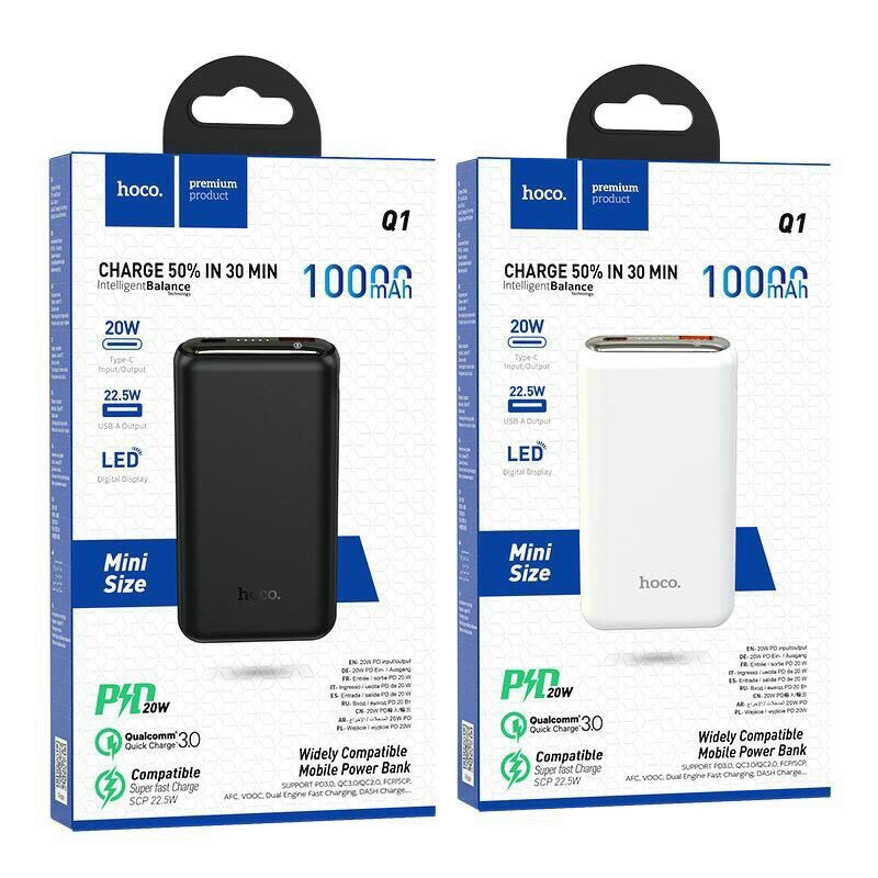 Pin sạc dự phòng Hoco Q1A /Q1 Kraft 20000mAh lõi Li-polymer, QC3.0, PD Type-C 20W