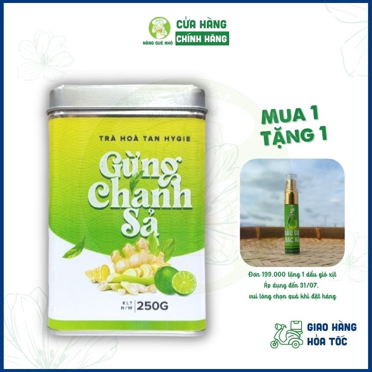 Trà Giảm Cân Sả Chanh Gừng Dạng Cốm Hòa Tan Giảm Mỡ Bụng, Trà Thảo Mộc Giảm Cân
