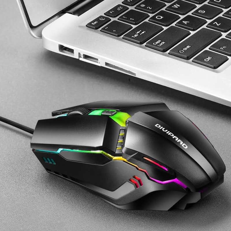 Chuột game thủ chuyên game DIVIPARD 4D OP-40 (Màu Đen) 1600 DPI LED RGB, Tặng Kèm Lót Chuột