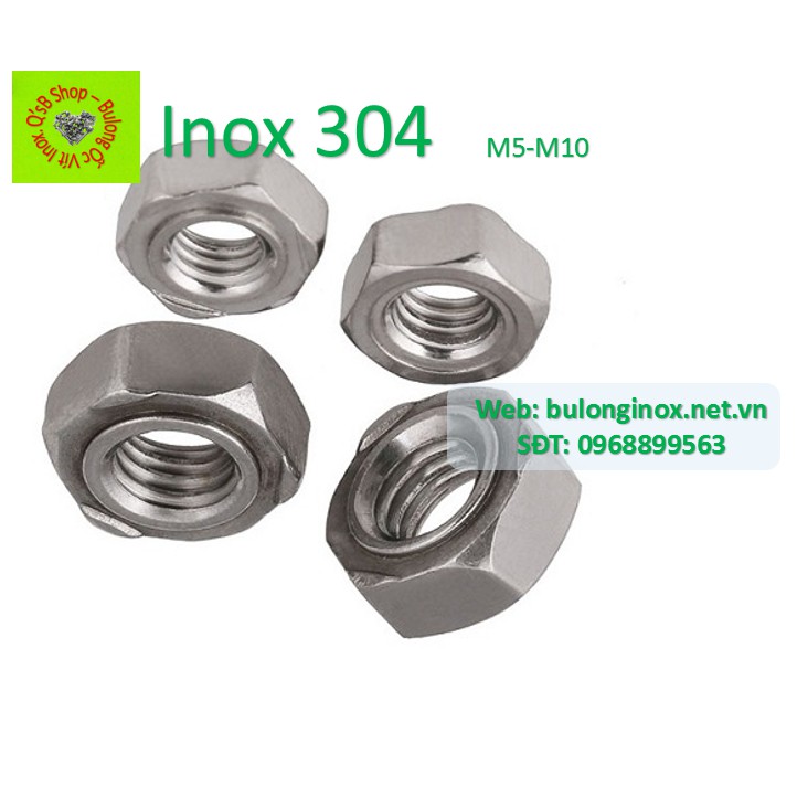 Ecu hàn 3 chân  inox M5 - M12, đai ốc  hàn 3 chân inox, inox 304