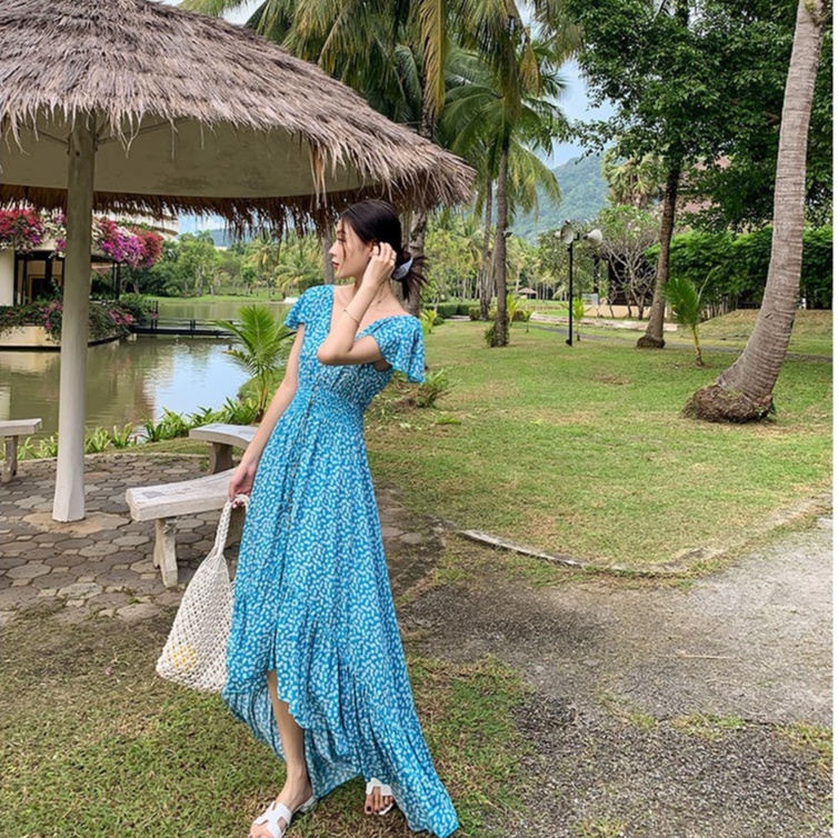 Váy Maxi Hoa Nhí Hở Lưng Sexy Có Sẵn