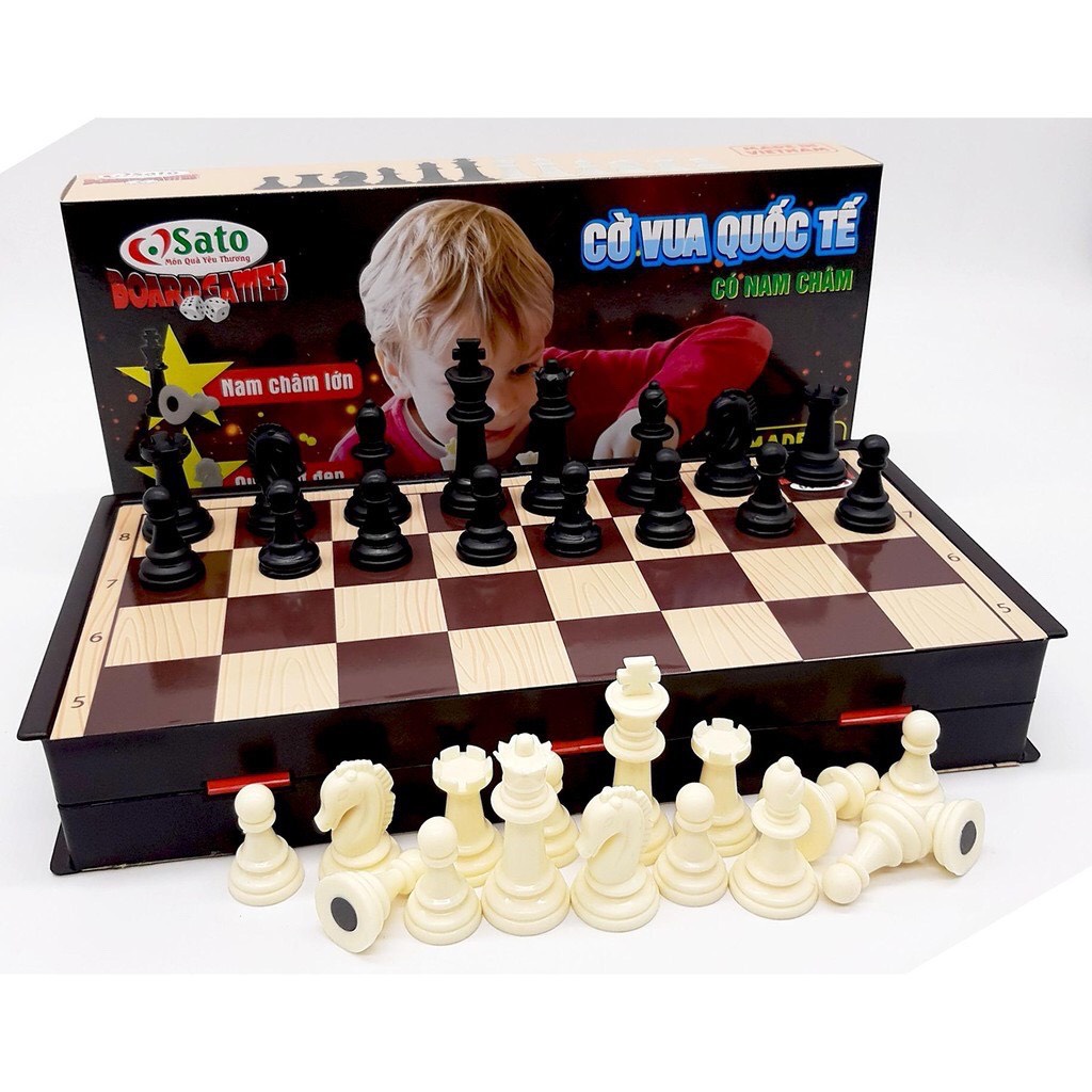 Đồ Chơi Board Game,Bộ Cờ Vua Quốc Tế có Nam Châm và Hộp Đựng Tiện Lợi, Hàng Chính Hãng Sato Việt Nam