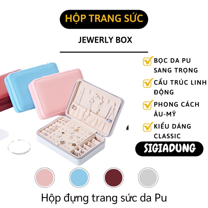 [SGD] Hộp Đựng Trang Sức - Hộp Lưu Trữ Dây Chuyền, Khuyên Tai, Nhẫn Bọc Da Pu Sang Trọng 9505