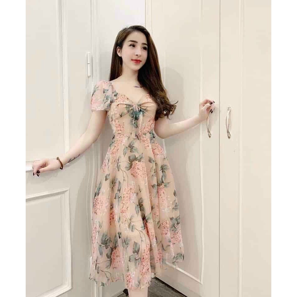 Đầm Lụa In Hoa Form Dài Chất Voan Mềm Mại