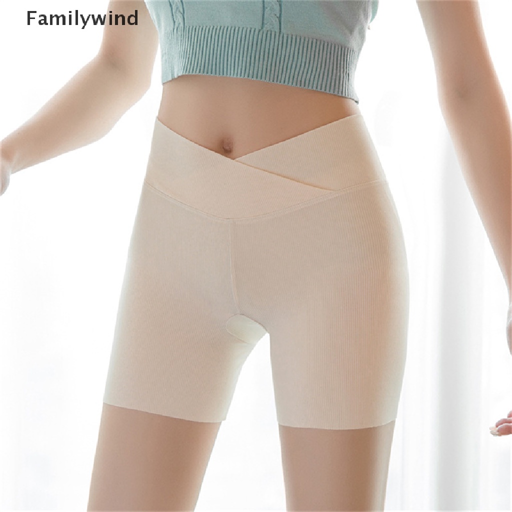 Familywind &gt; Quần Legging An Toàn Bằng Lụa Lạnh Chéo Eo Thoải Mái Thoáng Khí Không Viền Xoăn Cỡ Lớn Mùa Hè Cho