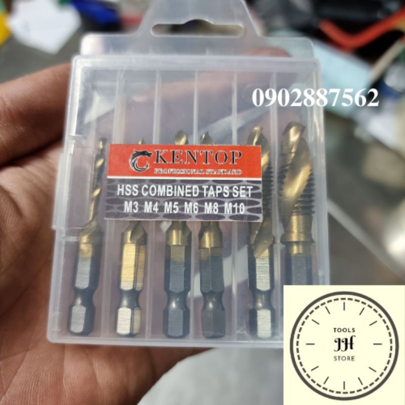 bộ mũi khoan tạo ren chuôi lục giác 6mm 6 chi tiết kentop chất lượng