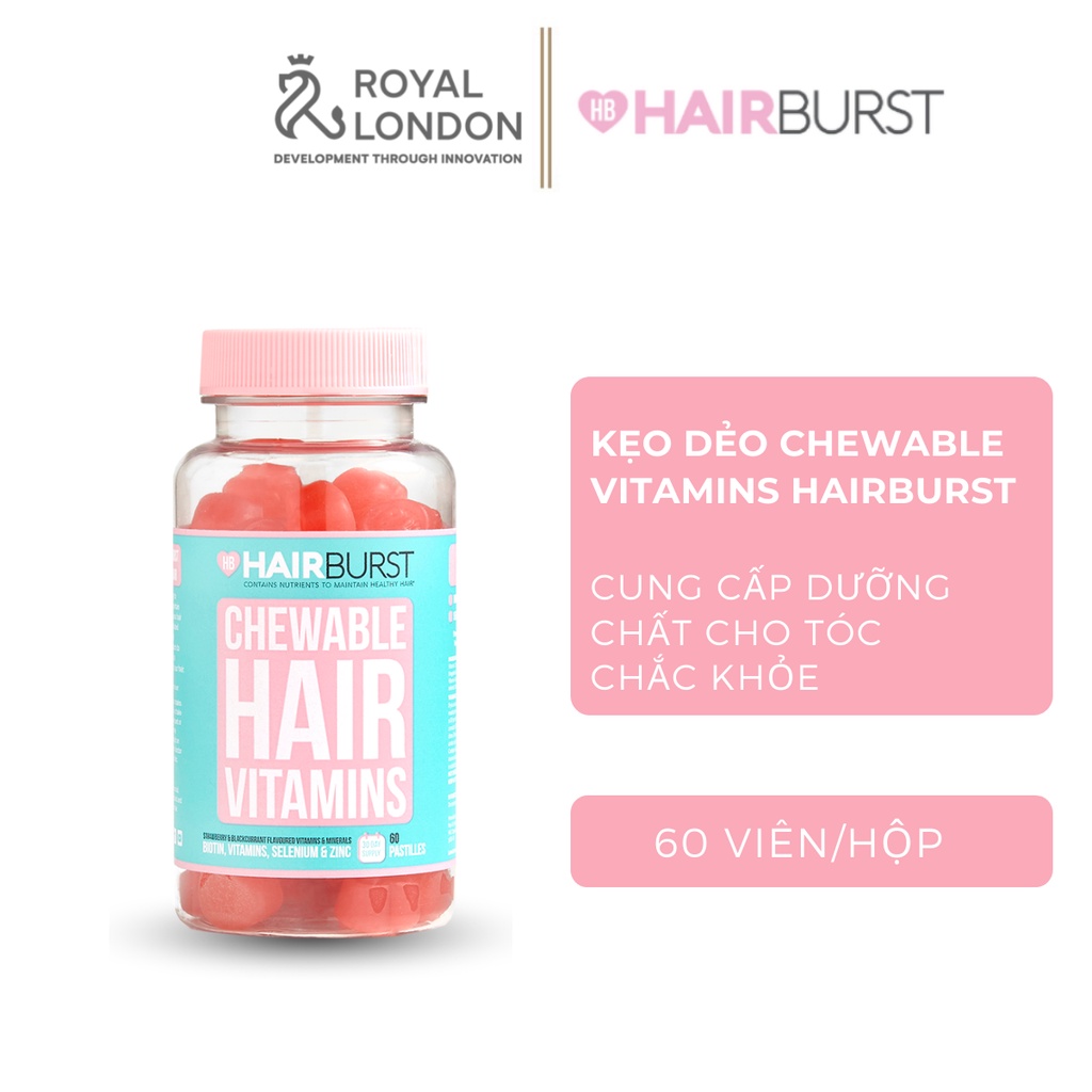 Combo 6 lọ kẹo dẻo vitamin chăm sóc, kích thích mọc tóc HAIRBURST chewable hair vitamins