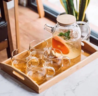 Ấm thuỷ tinh nắp gỗ