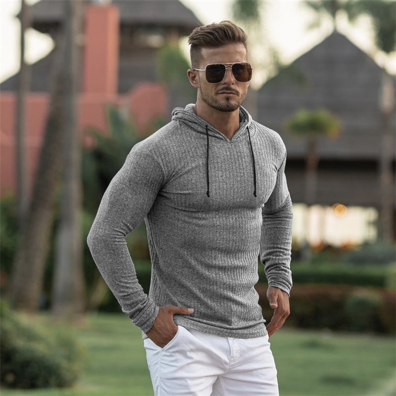 Áo hoodie ôm dáng cổ tròn dài tay thời trang xuân thu đơn giản cho nam
