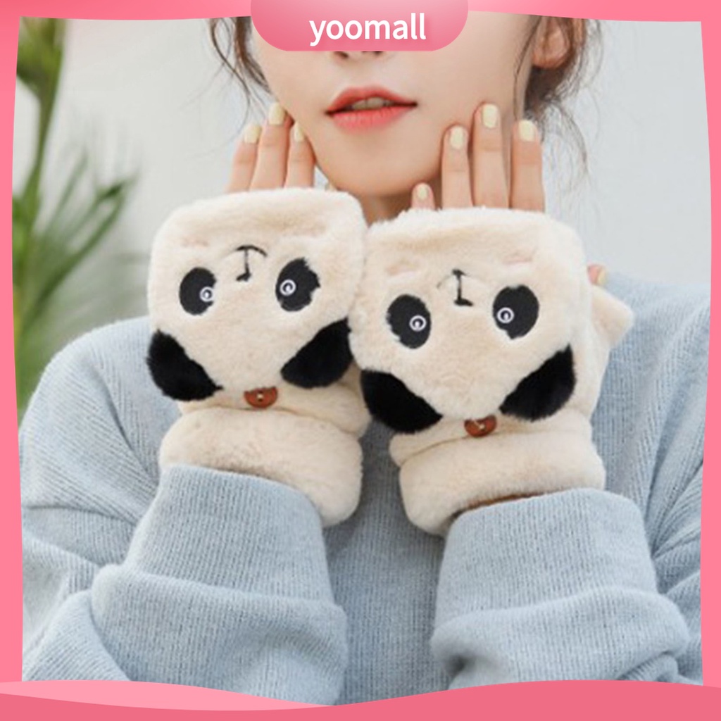 Yomall♡ Găng Tay Hình Gấu Trúc Hoạt Hình Giữ Ấm Mùa Đông