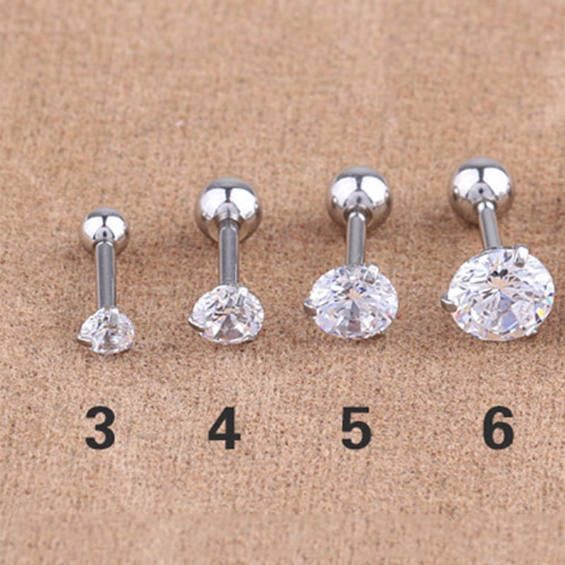 Bông Tai Thép Titan Đính Đá Phong Cách Punk Hàn Quốc Thời Trang