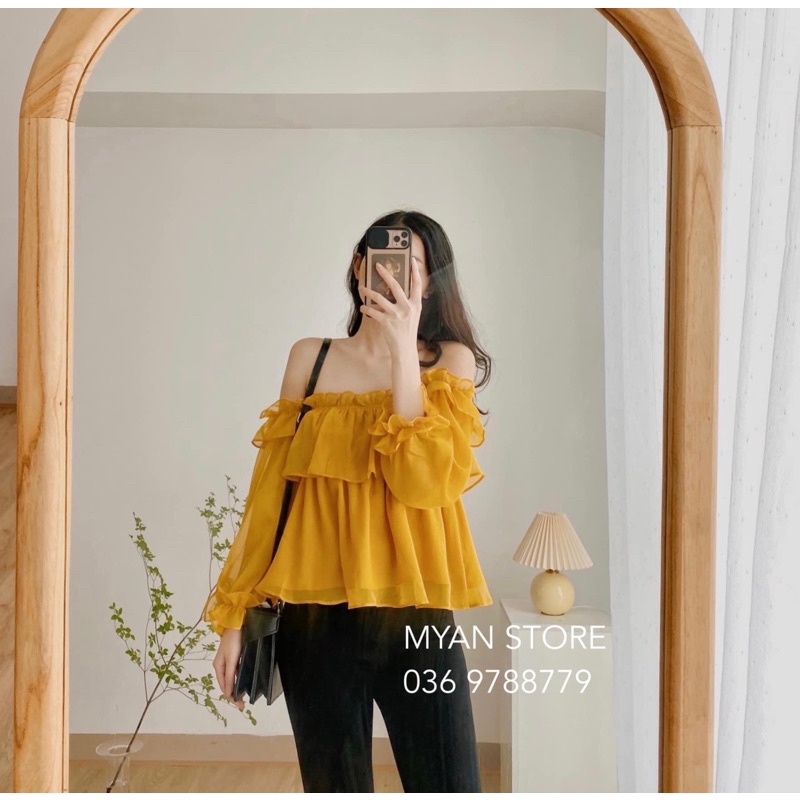 PASS áo lụa tơ vàng