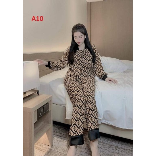 Bộ Ngủ Pijama Dài Tay Họa Tiết Nhiều Hình Xinh Free Size