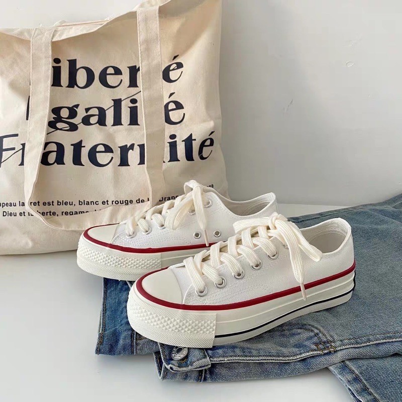 Giày nữ thấp cổ chất vải canvas kiểu dáng basic, Giày thể thao nữ đế bánh mì 3 màu hot hit | BigBuy360 - bigbuy360.vn