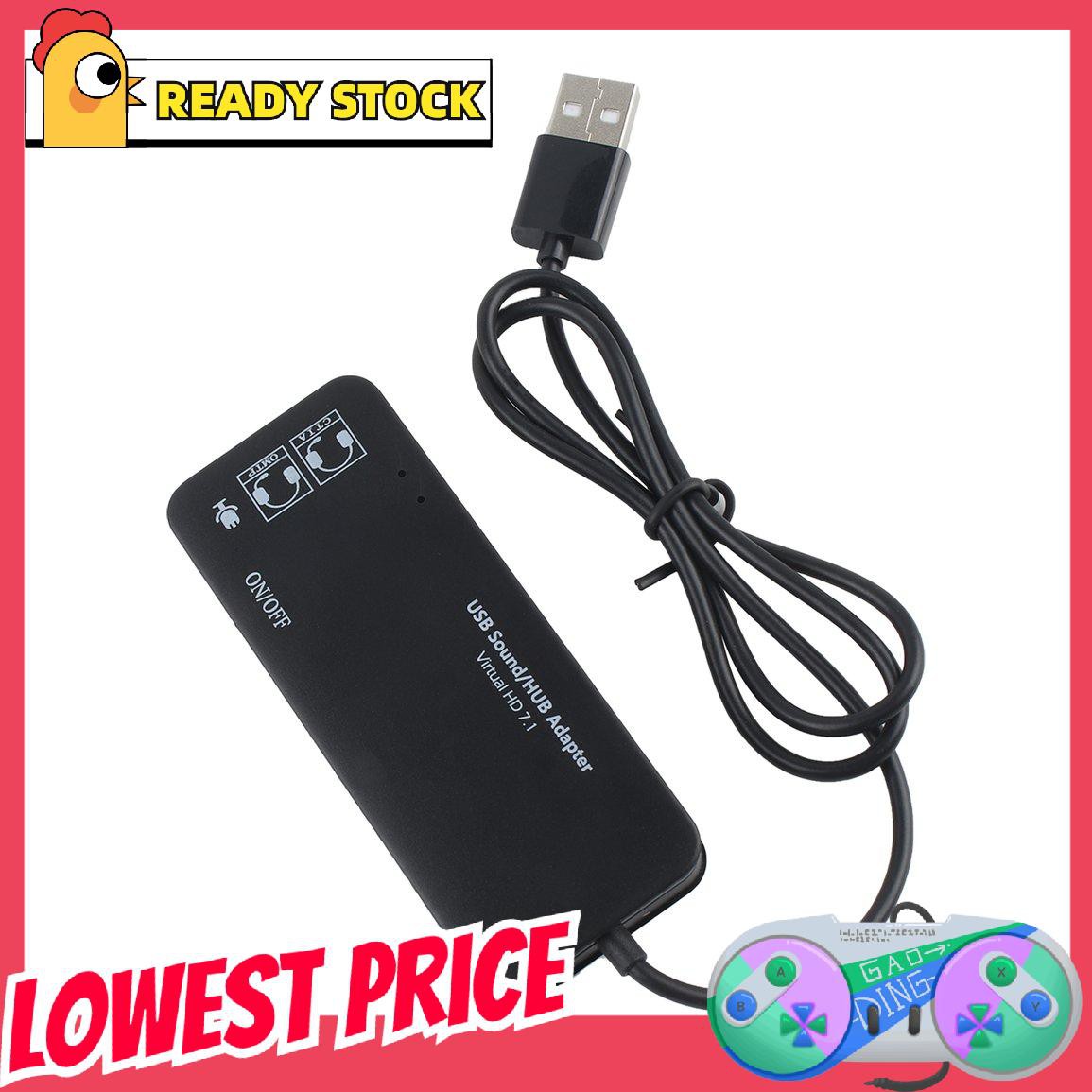 [lovely]3 Port USB2.0 Hub External USB Sound Card No External Driver Stereo Sound Card