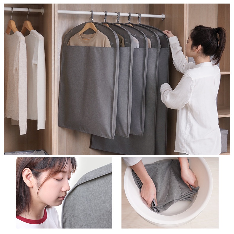 SUPO DEPOT - Túi bọc quần áo treo tủ vải oxford dày có khóa kéo chống bụi chống thấm sắp xếp tủ quần áo
