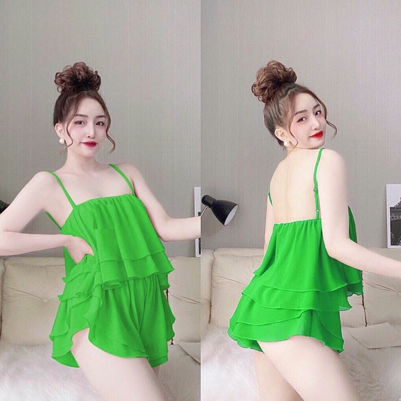 Bộ chiffon 2 tầng cao cấp Chất chiffon loại 1 mịn đẹp