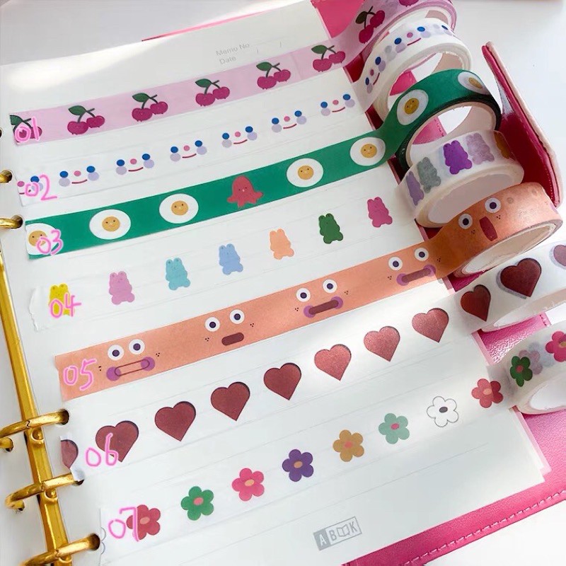 Băng dính Washi tape trang trí sổ học tập nhiều hình dễ thương