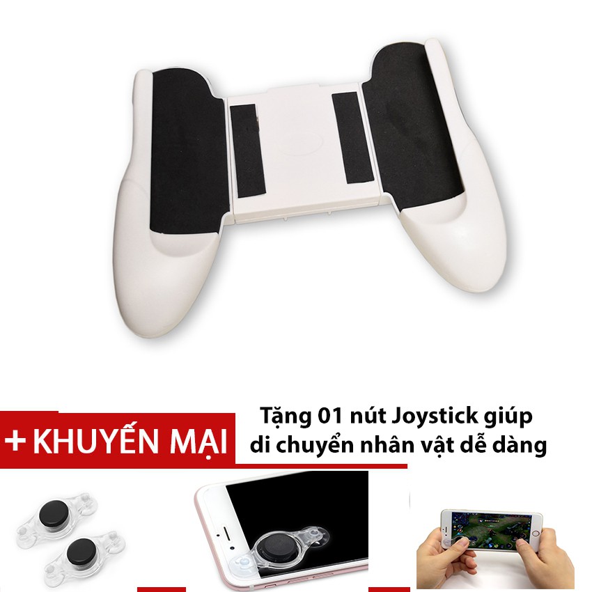 Bộ 2 Sản Phẩm Joystick Mobile 2018 Nút Chơi Game Siêu Dính Và Tay Cầm Chơi Game PUBG Mobie, Liên Quân Mobile Trắng