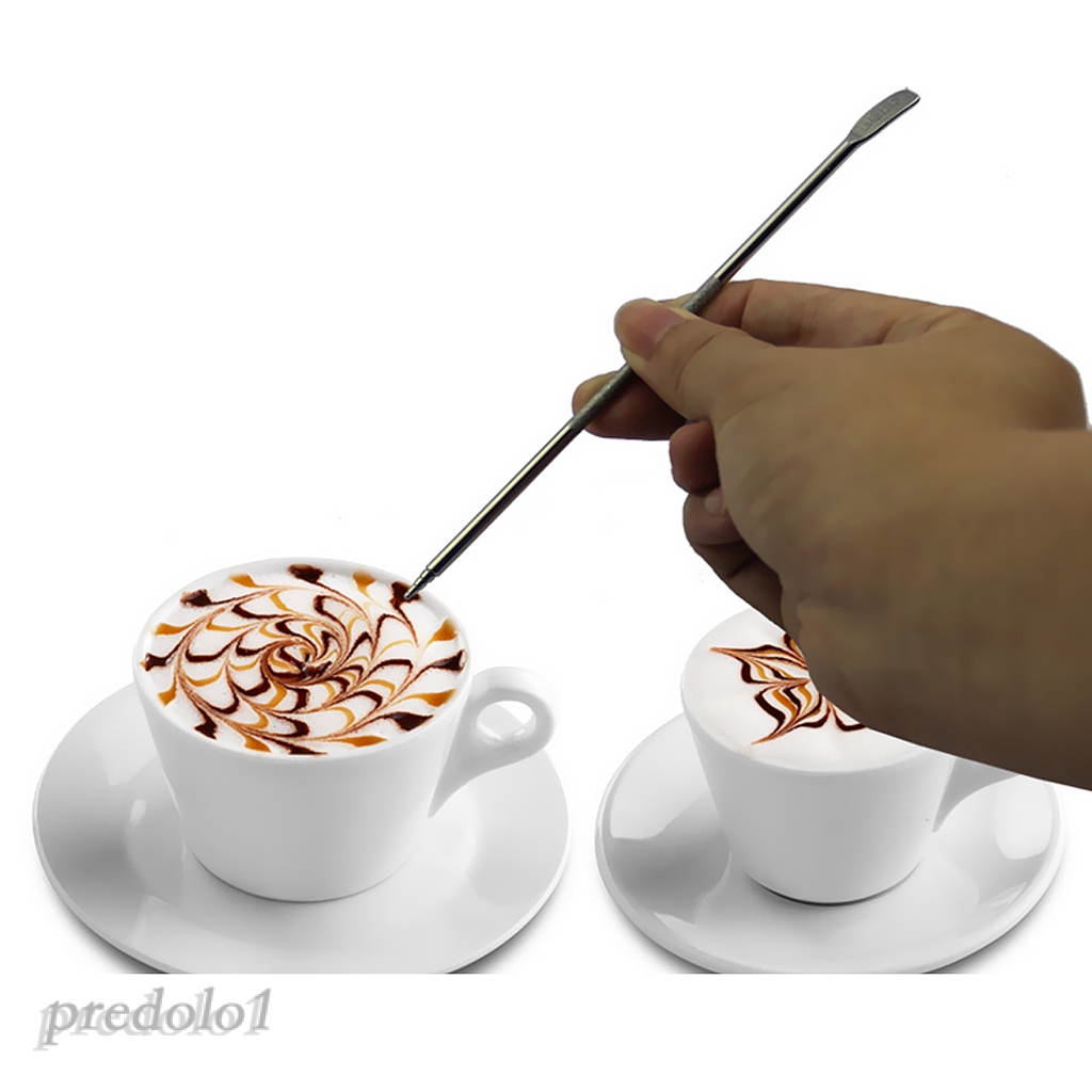 Coffee Latte Foam Art Pen Tool Needle Spatula Stainless Steel Barista Tool