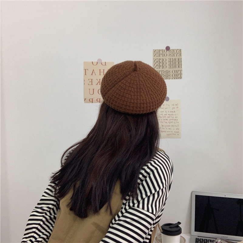 Mũ beret len màu sắc ngọt ngào phong cách retro dành cho nữ