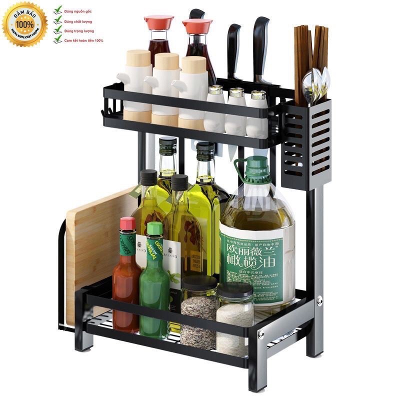 kệ gia vị sơn tĩnh điện chống rỉ cao cấp 2 tầng và 3 tầng bản đầy đủ nhất