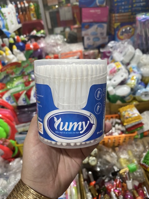 Tăm bông yumy ngoáy tai lọ 200c cao cấp 100% bông tự nhiên Tiệt trùng