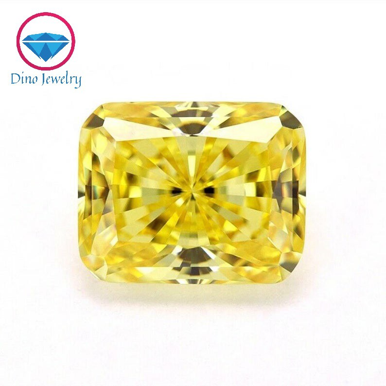 Kim cương nhân tạo cao cấp Moissanite Radiant vàng vivid