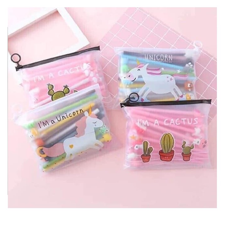 [Nowship] Set 20 bút [20 mẫu khác nhau] cute hoạt hình dễ thương mẫu bút ngẫu nhiên (mực xanh / tím / đen]