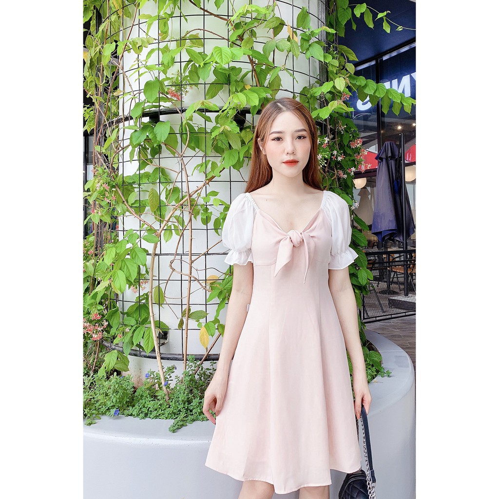 Đầm xòe ngắn tay phối tay DEA0385 | BigBuy360 - bigbuy360.vn